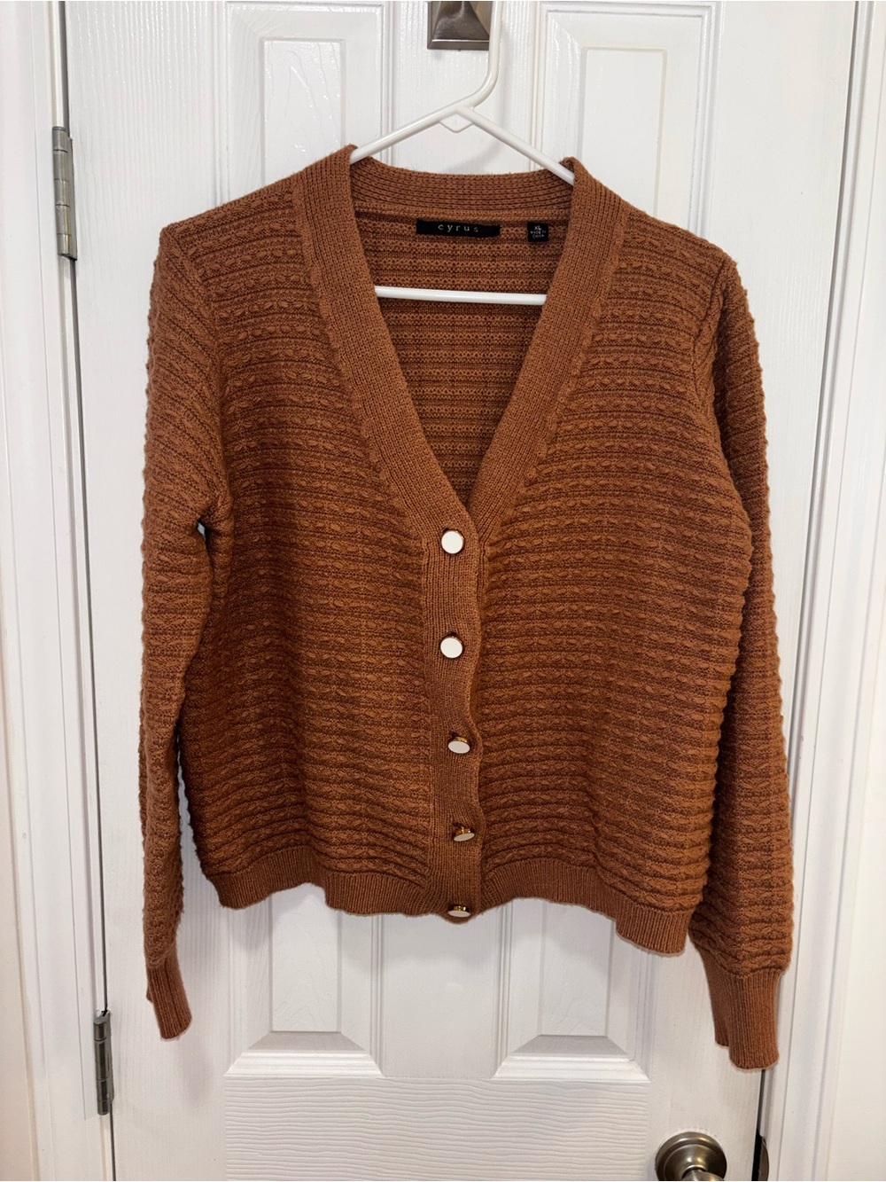 Cyrus Women's Chunky Knit Button-Up Cardigan - Copper